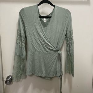 Light green wrap top